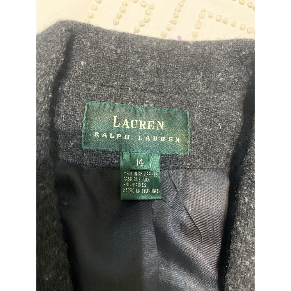 Lauren Ralph Lauren Blazer Womens Size 14W Black 100% Wool Career Work Office - Picture 7 of 10